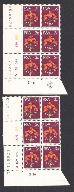 SOUTH AFRICA SC# 410  CONTROL B/6  CYLINDER #688-91  PANE A&B #1  FVF/MNH  1975