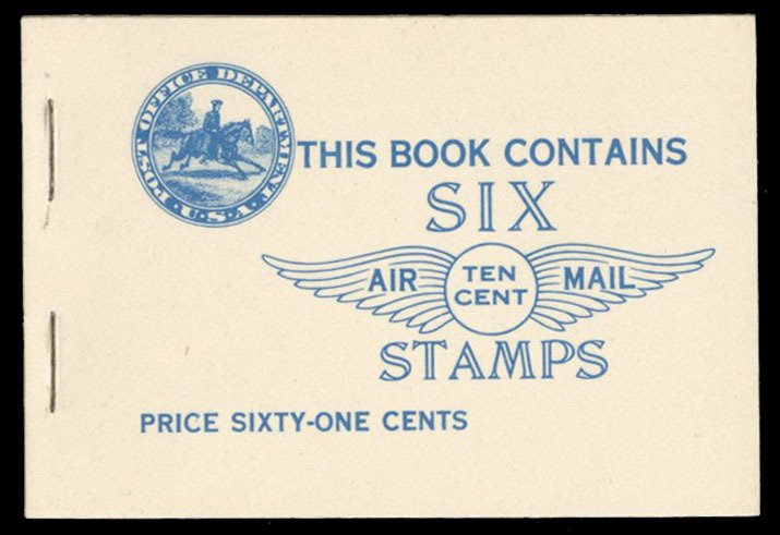 United States, Air Post #BKC1 Cat$230, 1928 Lindbergh, unexploded booklet, ne...