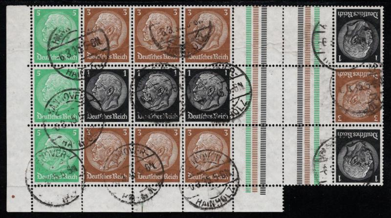 Germany Scott # 415 (5), 416 (7), 418 (3), 6 labels,used, tete beche, Mi# HBl81