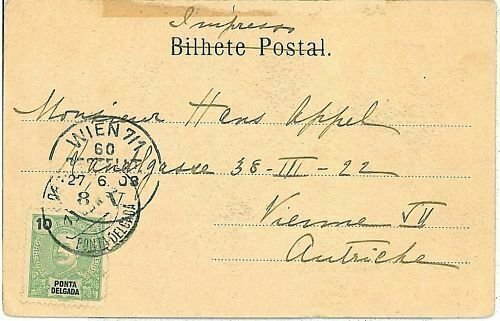 01548 - PORTUGAL: THIN BRIDGE - POSTAL HISTORY - POSTCARD to AUSTRIA 1908-