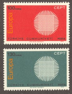 Turkey Scott 1848-49 MNHOG - 1970 EUROPA Issue - SCV $2.50
