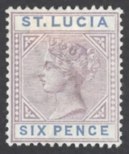 St. Lucia Sc# 35 MH (a) 1887 6p lilac & blue Queen Victoria