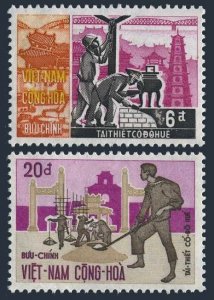 Viet Nam South 374-375, MNH. Mi 452-453. Rebuilding of Hue, 1970. Pagodas,Bridge