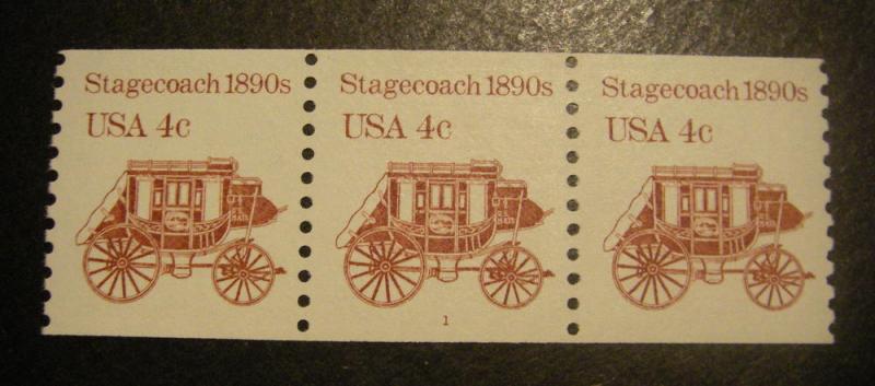 Scott 2228, 4 cent Stagecoach, PNC3, #1, BLOCK tag