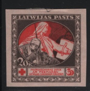 Latvia 1920 MH Sc B9 20k + 30kr 'Mercy' helping soldier IMPERF