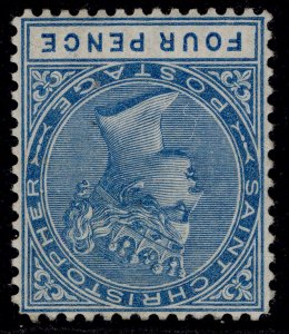 ST KITTS - St Christopher QV SG8w, 4d blue, LH MINT. Cat £450. WMK INVERTED CERT