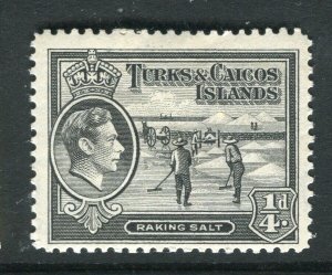 TURKS CAICOS; 1938-40 early GVI pictorial issue Mint hinged Shade of 1/4d. value