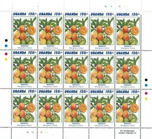 Uganda 1996 - FRUIT COLLECTION - Set of 5 Sheets of 15 (Scott #1443-7) - MNH