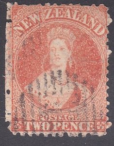 NEW ZEALAND 1862-73 FFQ 2d NZ wmk SG141 / CP A2v sound used cat NZ$1500.....H825