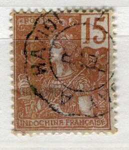 FRENCH COLONIES; INDO-CHINE early 1900s used grasset type 15c. value Postmark