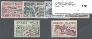 France 1953 Sports sg1185-90 unmounted mint (30f very fine mint, 50f light