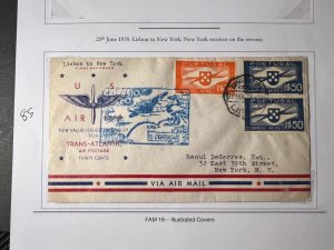 1939 Portugal FAM 18 Airmail FFC Cover Lisbon to New York NY