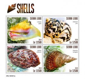 Sierra Leone 2019 MNH Seashells Stamps Sea Shells Lobatus Cittarium 4v M/S