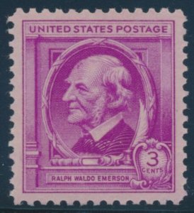 1940 Famous Americans Ralph Waldo Emerson Author, Single 3c, Sc# 861, MNH, OG