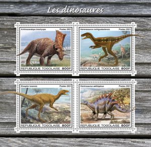 TOGO - 2021 - Dinosaurs - Perf 4v Sheet - Mint Never Hinged