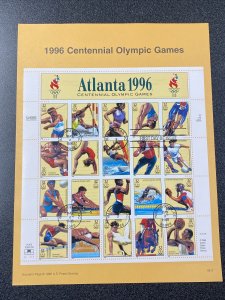 FDC 3068 Atlanta Olympics Sheet of 20 First Day Of Issue 1998 USPS