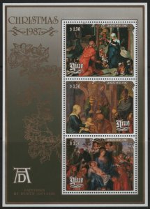 Niue 1987 MNH Sc 551 $1.30 Paintings by Durer Christmas Souvenir sheet of 3