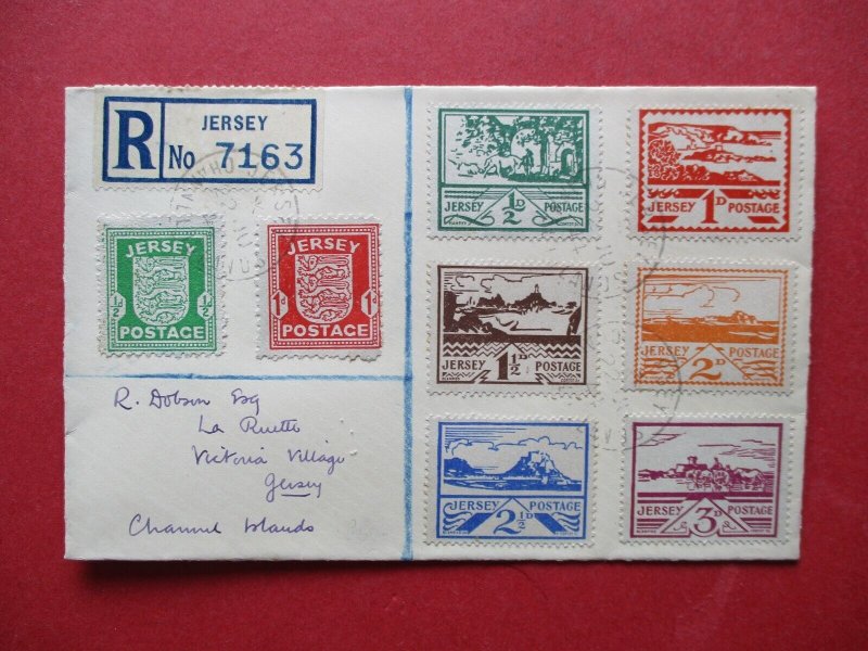 SG1 - SG8 Jersey on Registered Cover George VI 1941-1943 Used 