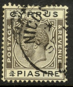 CYPRUS 1924-28 KGV 3/4pi Portrait Issue Sc 93 VFU