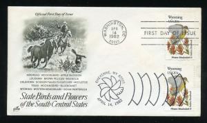 US 2002 State Birds & Flowers - Wyoming UA ArtCraft FDC, Dual ST & DC Cancels