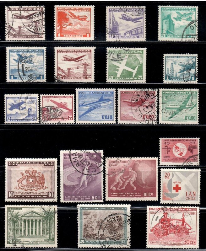 50 Different Used Chile Airmail issued 1931 to 1967 - I Combine S/H