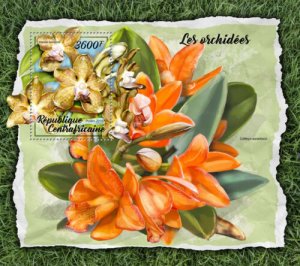 Central African Rep 2018 MNH Orchids Cattleya Vanda Orchid 1v S/S Flowers Stamps 