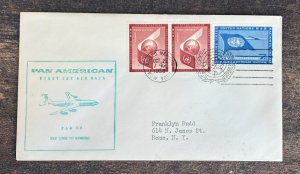 D)1959, UNITED NATIONS, ON AIR MAIL OF THE FIRST PAN AMERICAN JET, FROM NEW