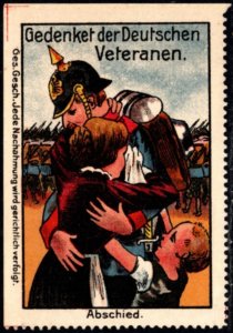 Vintage Germany WW I Propaganda Poster Stamp Farewell Remember German Veterans