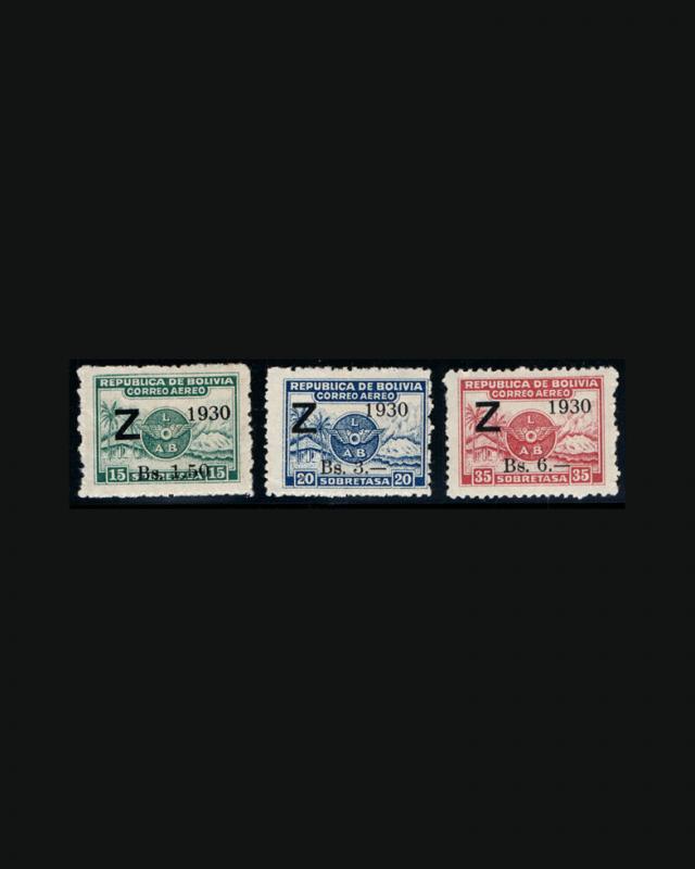 VINTAGE: BOLIVIA OGNH 1928 SCOTT #C24-26 $240 LOT BOL1930K