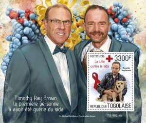 Togo 2019 MNH Medical Stamps Timothy Ray Brown Cured of AIDS 1v S/S