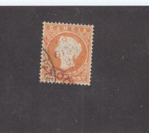 GAMBIA # 5 Q/VICTORIA 1/2p ORANGE CAT VALUE $22.50