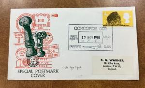 1970 Concorde First flight cover Great Britain  Fairford