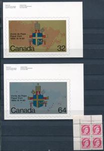 Canada 2 Cards Visit Pope John Paul II Postal Serv Anniv 100yr Stamps  c2022hs