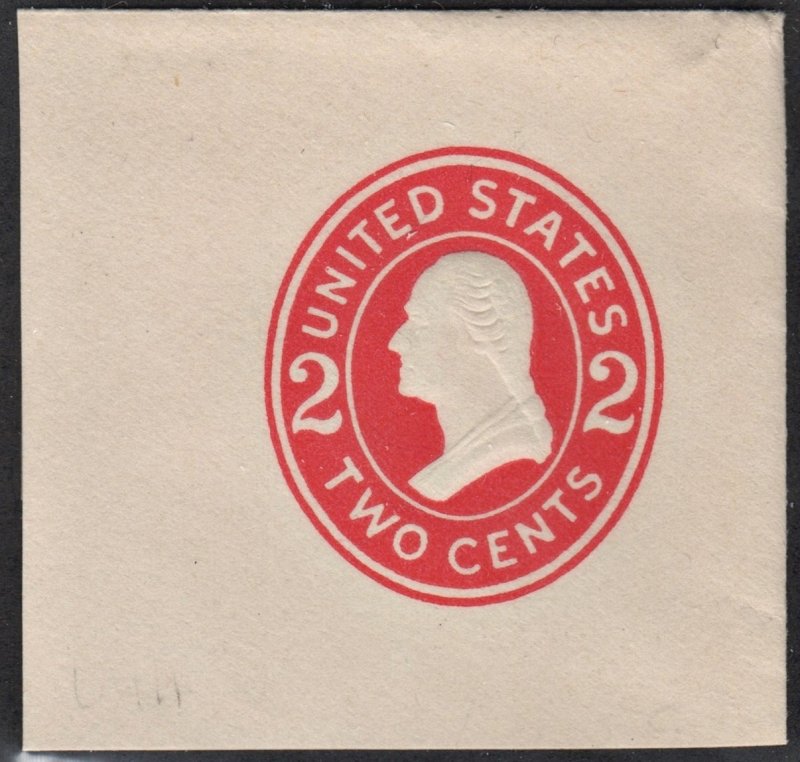 SC#U411 2¢ Washington Cut Square: Full Corner (1907) Unused