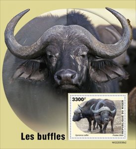 Niger - 2022 African Buffalo on Stamps - Stamp Souvenir Sheet - NIG220330b2