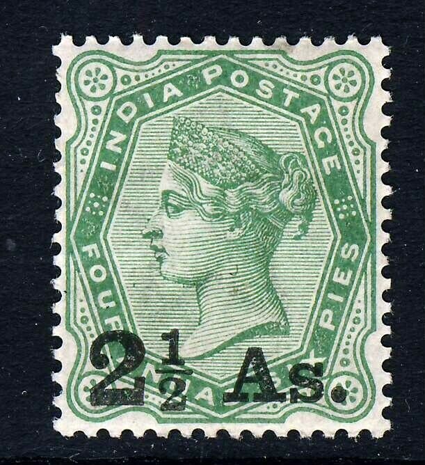 INDIA 1891 2½ As. Surcharge on 4½ As. Watermark Large Star SG 102 MINT