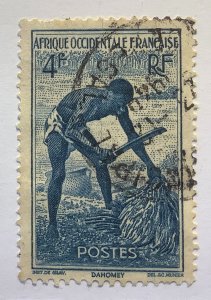 French West Africa, AOF, Dahomey 1947 Scott 48 used - 4fr, Palm Kernel, Athiéné