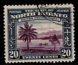 NORTH BORNEO GVI SG312, 20c violet & slate-blue, FINE USED. Cat £15.