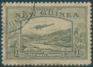 New Guinea 1939 £1 olive-green SG225 CTO