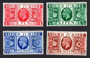 Great Britain 1935 Silver Jubilee Stamp Set #225-229 MNH