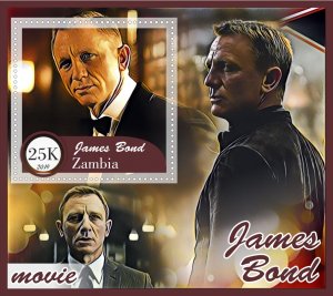 Stamps. James Bond 6 sheets perf Zambia MNH **