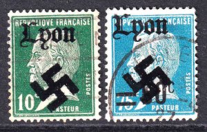 FRANCE LYON OVERPRINTS USED F/VF SOUND x2 PASTEUR