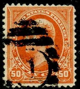 US Sc#260 1894 50c Jefferson Orange Unwatermarked Fine Appearanace Used