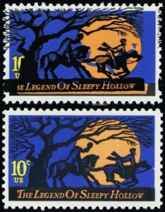 1548, 10¢ Sleepy Hollow HUGE Color Shift Error With Normal Mint NH - Stuart Katz