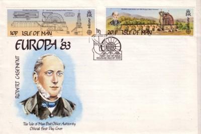 Isle of Man Sc 244-5 1983 Europa Laxey Wheel stamps FDC