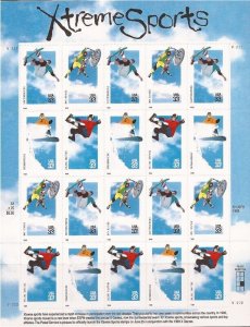 US Stamp - 1999 Xtreme Sports - 20 Stamp Sheet - Scott #3321-4