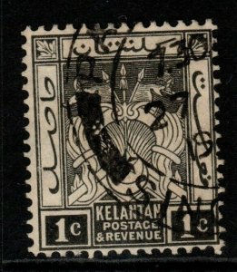 MALAYA KELANTAN SG15 1923 1c BLACK FINE USED