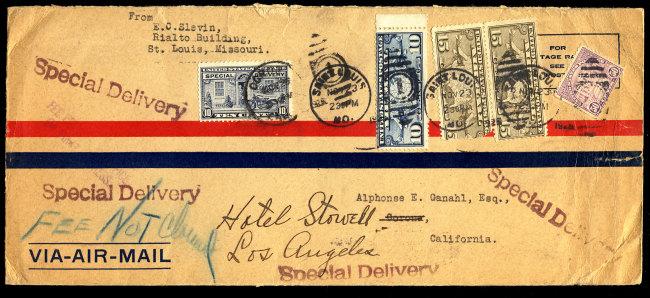 US #570 , C7, C8 x 2, E12, ON COVER, special markings Special Delivery, SUPER...