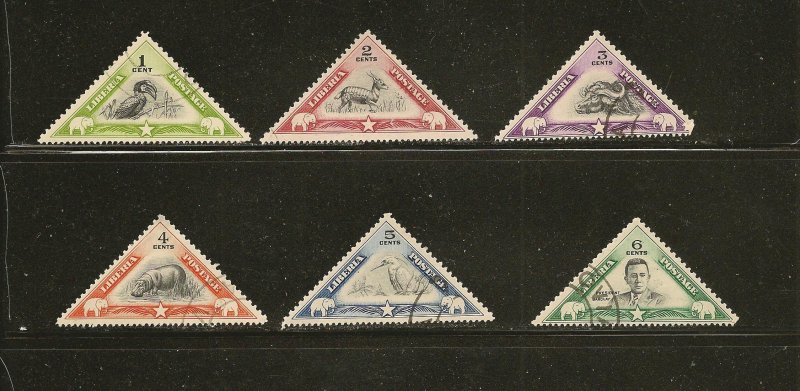 Liberia SC#271-276 Wildlife Triangles Set of 6 1937 Used