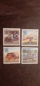 US Scott # 2434-2437; Four used 25c Trad. Mail Delivery, 1989; VF center; off pa